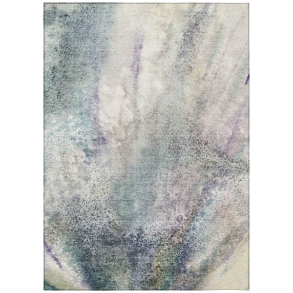 3' X 5' Ivory Abstract Washable Non Skid Indoor Outdoor Area Rug