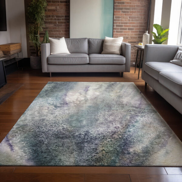 3' X 5' Ivory Abstract Washable Non Skid Indoor Outdoor Area Rug