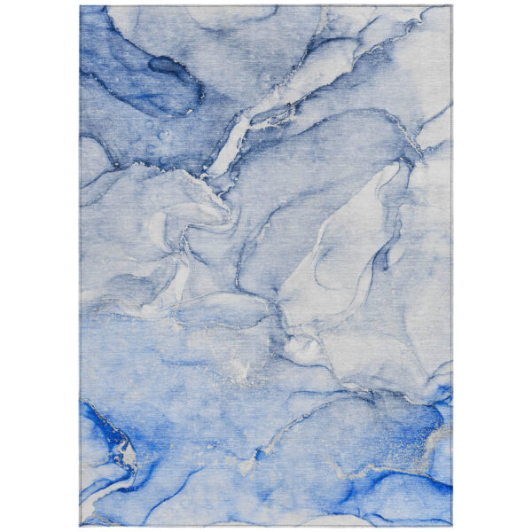 10' X 14' Navy Blue Abstract Washable Non Skid Indoor Outdoor Area Rug