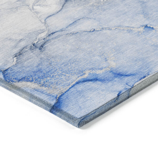 10' X 14' Navy Blue Abstract Washable Non Skid Indoor Outdoor Area Rug