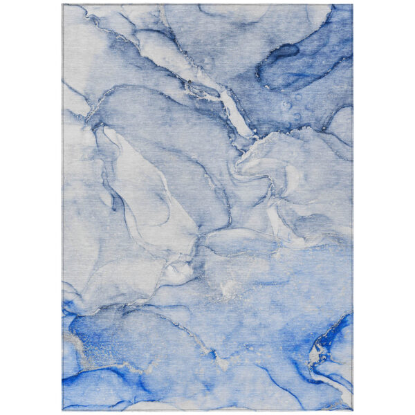 10' X 14' Navy Blue Abstract Washable Non Skid Indoor Outdoor Area Rug