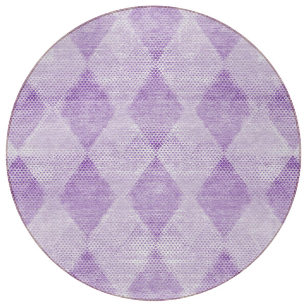 8' Round Lavender Round Geometric Washable Non Skid Indoor Outdoor Area Rug