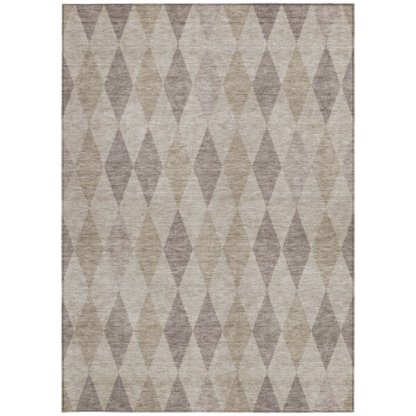 9' X 12' Beige Taupe and Brown Geometric Washable Non Skid Indoor Outdoor Area Rug