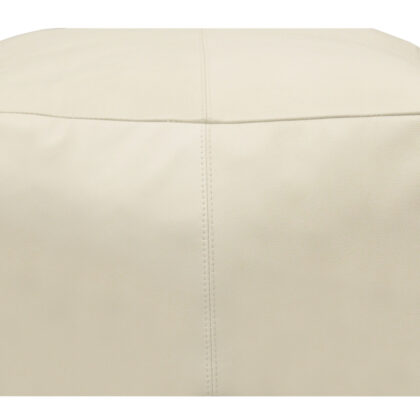 22" Ivory Leather Pouf Ottoman