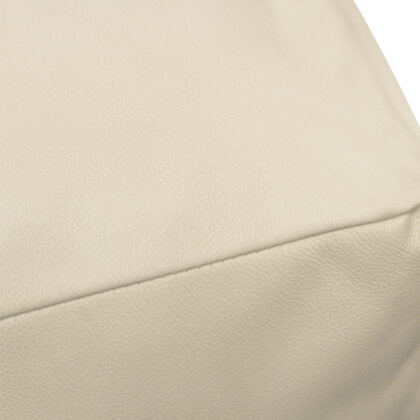 22" Ivory Leather Pouf Ottoman