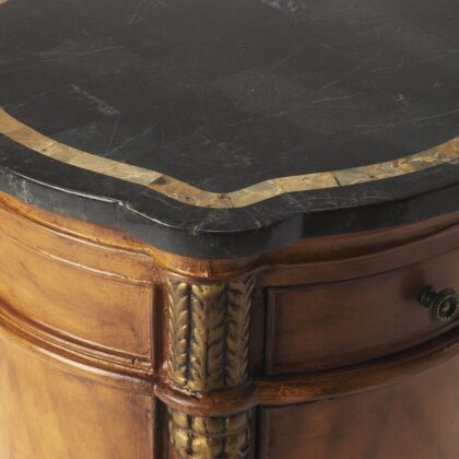 20" Brown And Black Stone Free Form Coffee Table With Drawer