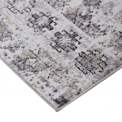 2' X 3' Gray Taupe And Blue Geometric Stain Resistant Area Rug
