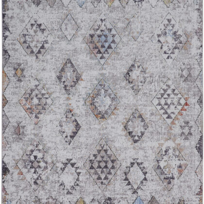 2' X 3' Gray Taupe And Blue Geometric Stain Resistant Area Rug