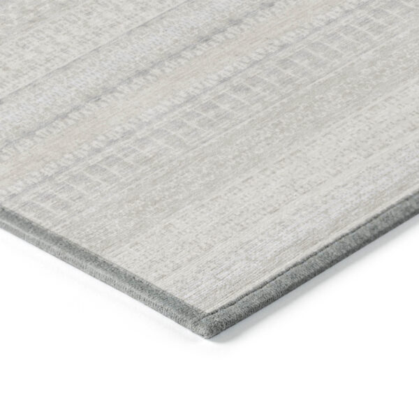 3' X 5' Ivory Striped Washable Indoor Outdoor Area Rug