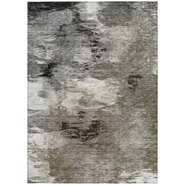 9' X 12' Taupe Beige And Ivory Abstract Washable Indoor Outdoor Area Rug