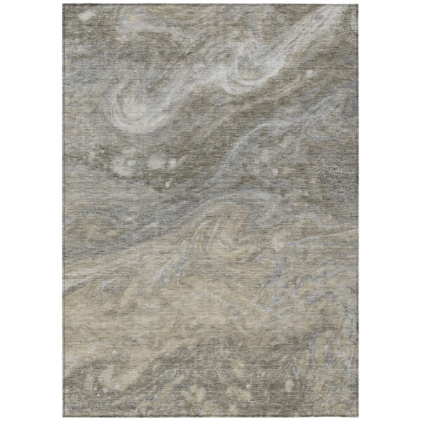 5' X 8' Taupe Beige And Ivory Abstract Washable Indoor Outdoor Area Rug