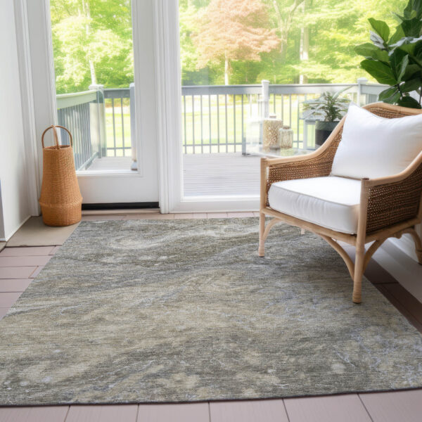 5' X 8' Taupe Beige And Ivory Abstract Washable Indoor Outdoor Area Rug