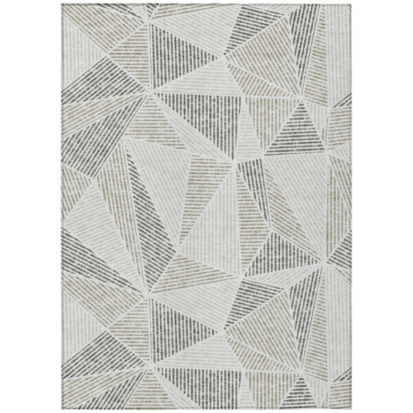 3' X 5' Taupe Brown And Beige Geometric Washable Indoor Outdoor Area Rug