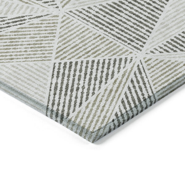 3' X 5' Taupe Brown And Beige Geometric Washable Indoor Outdoor Area Rug