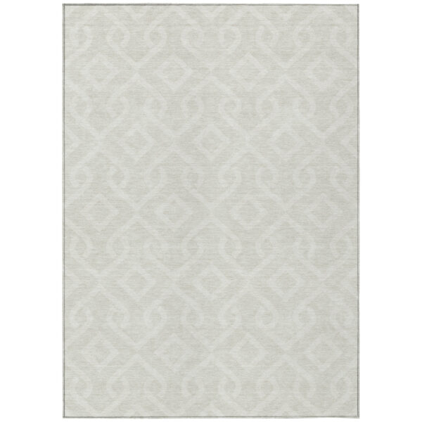 3' X 5' Ivory And Light Gray Geometric Washable Indoor Outdoor Area Rug