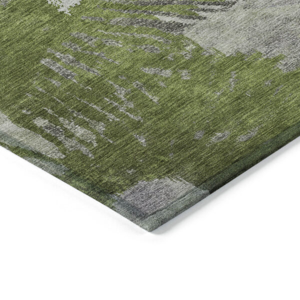 5' X 8' Olive Green Artichoke Green And Fern Green Abstract Washable Indoor Outdoor Area Rug
