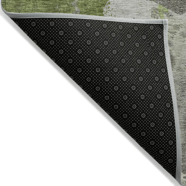 5' X 8' Olive Green Artichoke Green And Fern Green Abstract Washable Indoor Outdoor Area Rug
