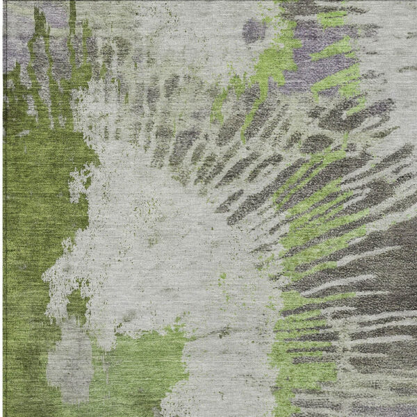 5' X 8' Olive Green Artichoke Green And Fern Green Abstract Washable Indoor Outdoor Area Rug