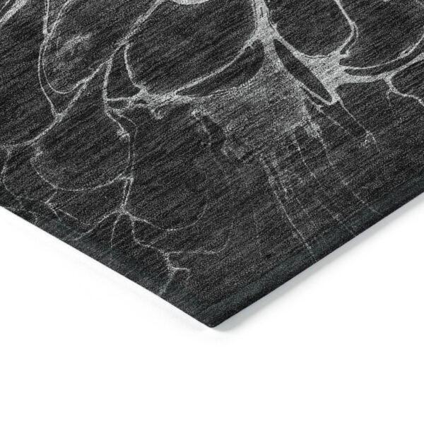 9' X 12' Charcoal Gray And Silver Abstract Washable Indoor Outdoor Area Rug
