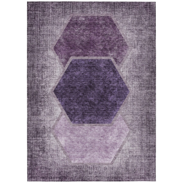 9' X 12' Eggplant Purple And Lavender Geometric Washable Indoor Outdoor Area Rug