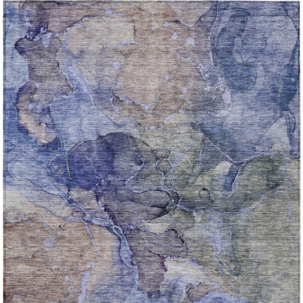 3' X 5' Navy Blue And Beige Abstract Washable Indoor Outdoor Area Rug