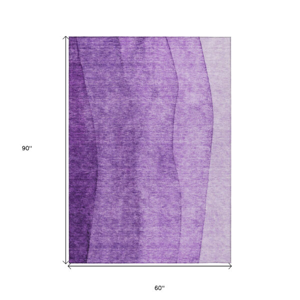 5' X 8' Purple And Lavender Ombre Washable Indoor Outdoor Area Rug