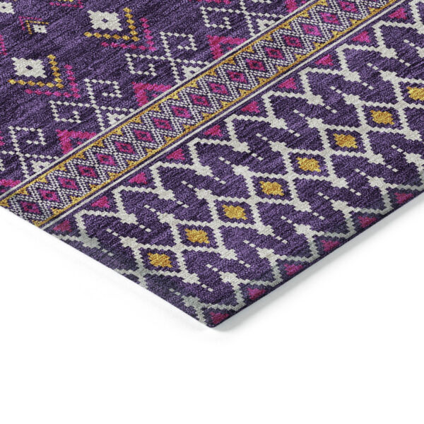 10' X 14' Purple Pink And Yellow Tribal Washable Indoor Outdoor Area Rug