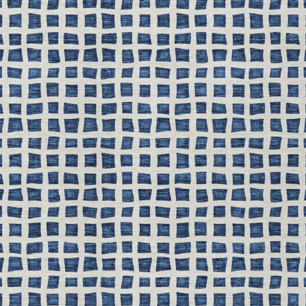 9' X 12' Navy Blue And Ivory Geometric Washable Indoor Outdoor Area Rug