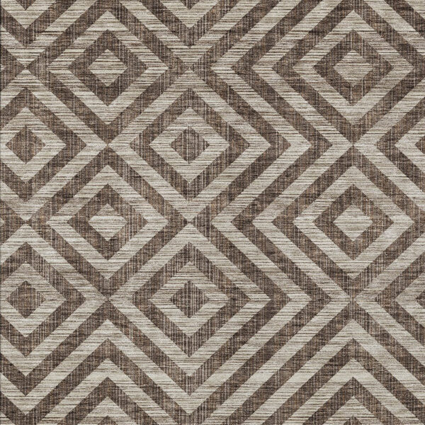3' X 5' Brown Taupe And Beige Geometric Washable Indoor Outdoor Area Rug