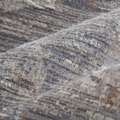 8' X 10' Taupe Tan And Orange Abstract Power Loom Distressed Stain Resistant Area Rug