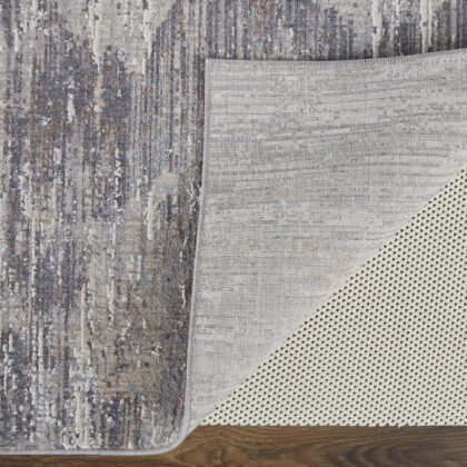 8' X 10' Taupe Tan And Orange Abstract Power Loom Distressed Stain Resistant Area Rug