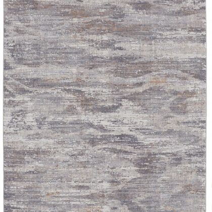8' X 10' Taupe Tan And Orange Abstract Power Loom Distressed Stain Resistant Area Rug