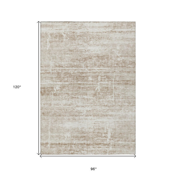 8' X 10' Beige Taupe And Ivory Abstract Washable Indoor Outdoor Area Rug