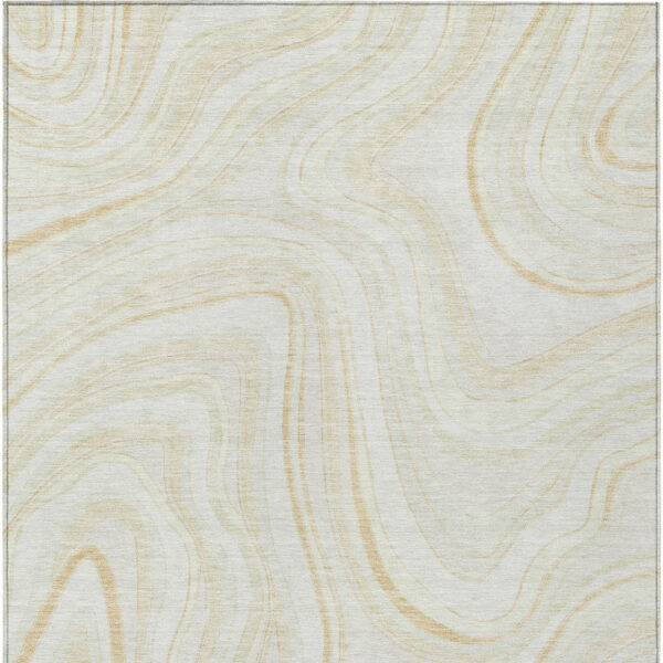 3' X 5' Ivory Beige And Tan Abstract Washable Indoor Outdoor Area Rug