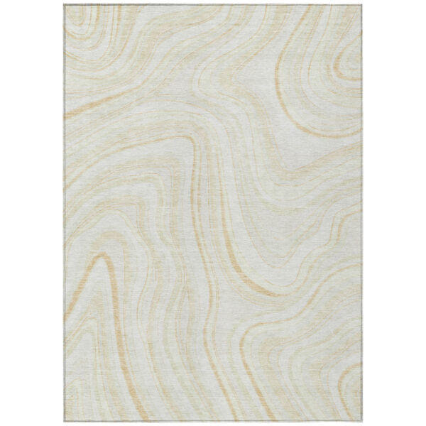 3' X 5' Ivory Beige And Tan Abstract Washable Indoor Outdoor Area Rug