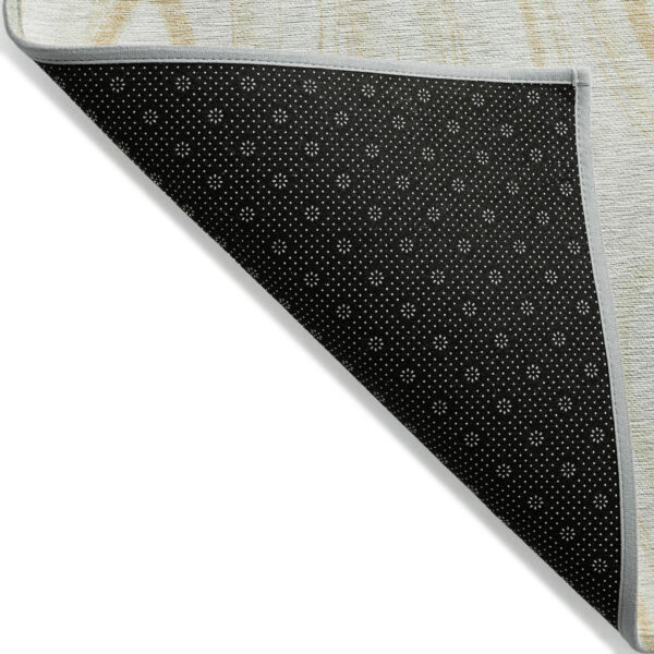 3' X 5' Ivory Beige And Tan Abstract Washable Indoor Outdoor Area Rug