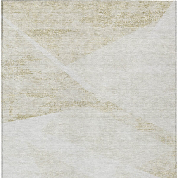 3' X 5' Khaki Beige And Ivory Abstract Washable Indoor Outdoor Area Rug