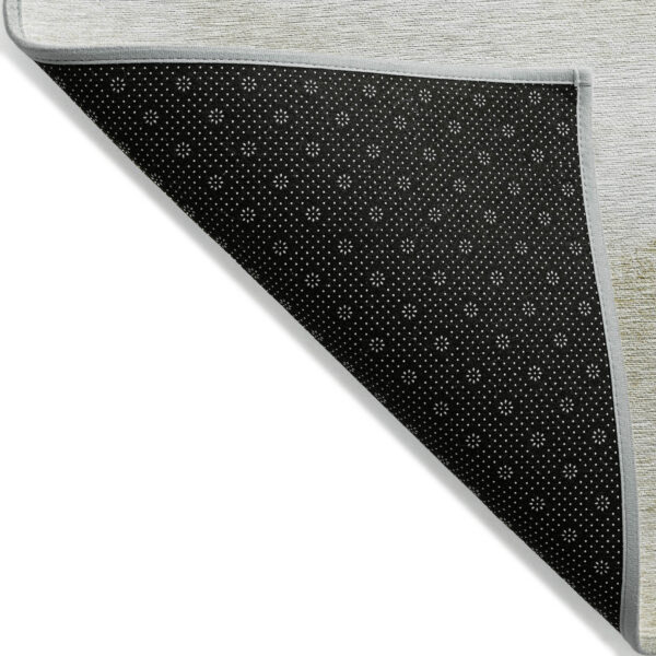 3' X 5' Khaki Beige And Ivory Abstract Washable Indoor Outdoor Area Rug