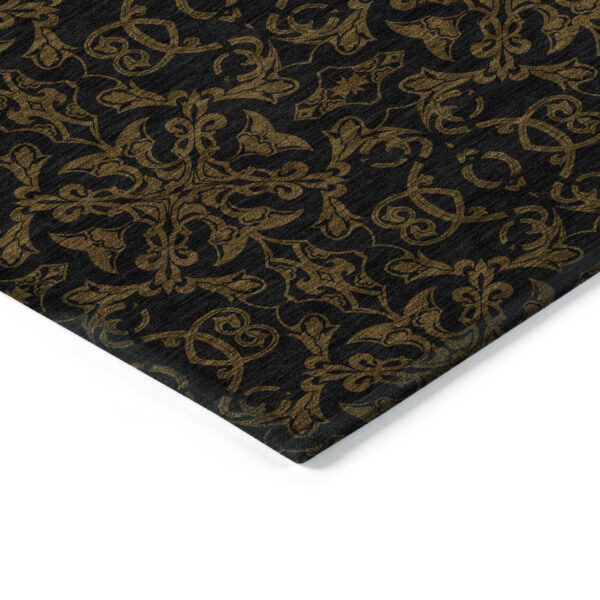 3' X 5' Brown And Black Medallion Washable Indoor Outdoor Area Rug