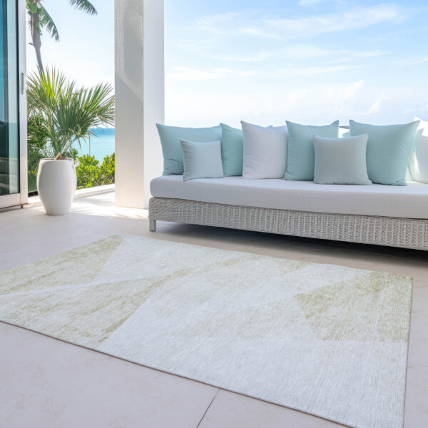 3' X 5' Khaki Beige And Ivory Abstract Washable Indoor Outdoor Area Rug