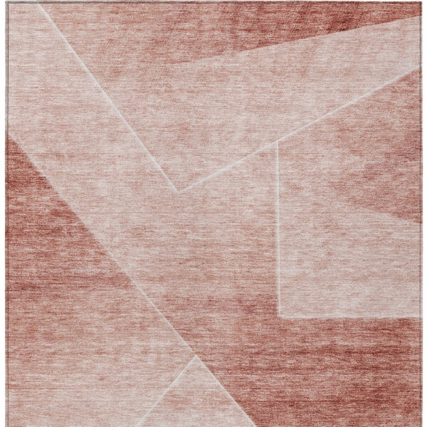 8' X 10' Salmon And Ivory Abstract Washable Indoor Outdoor Area Rug