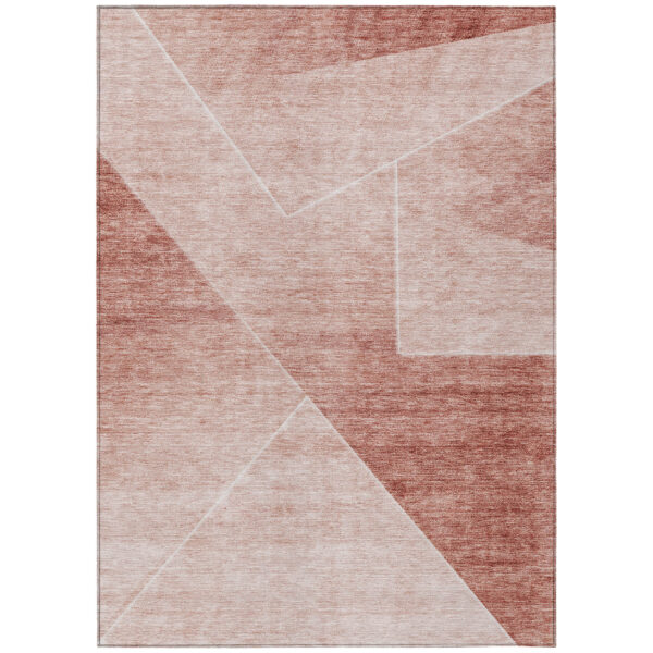 8' X 10' Salmon And Ivory Abstract Washable Indoor Outdoor Area Rug