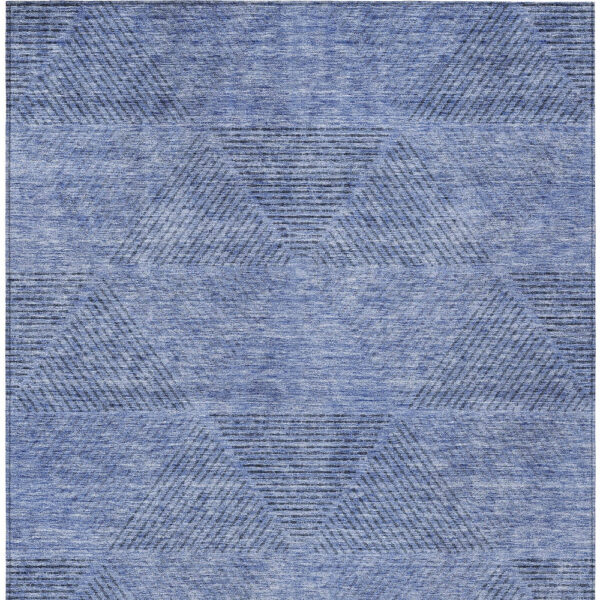 9' X 12' Denim Blue And Sky Blue Geometric Washable Indoor Outdoor Area Rug