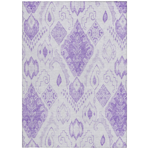 10' X 14' Purple Lavender And Ivory Moroccan Washable Indoor Outdoor Area Rug