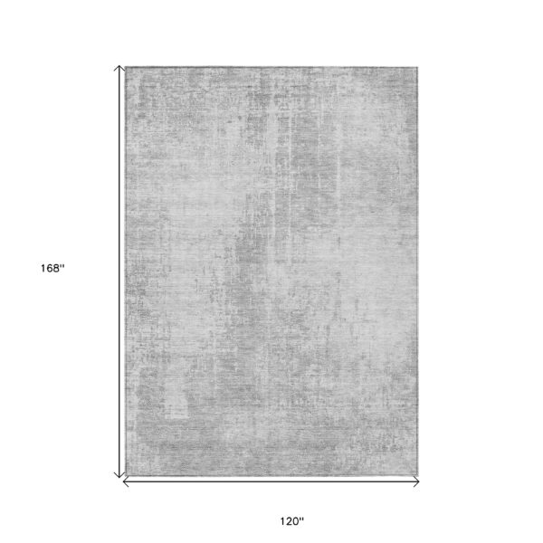 10' X 14' Silver And Gray Abstract Washable Indoor Outdoor Area Rug