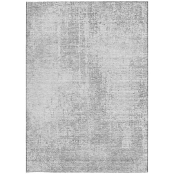 10' X 14' Silver And Gray Abstract Washable Indoor Outdoor Area Rug