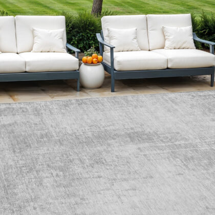 10' X 14' Silver And Gray Abstract Washable Indoor Outdoor Area Rug