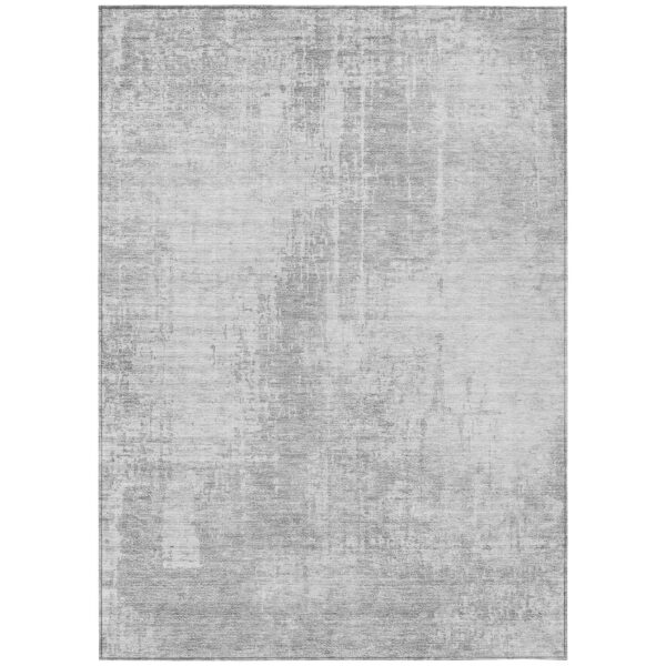 10' X 14' Silver And Gray Abstract Washable Indoor Outdoor Area Rug