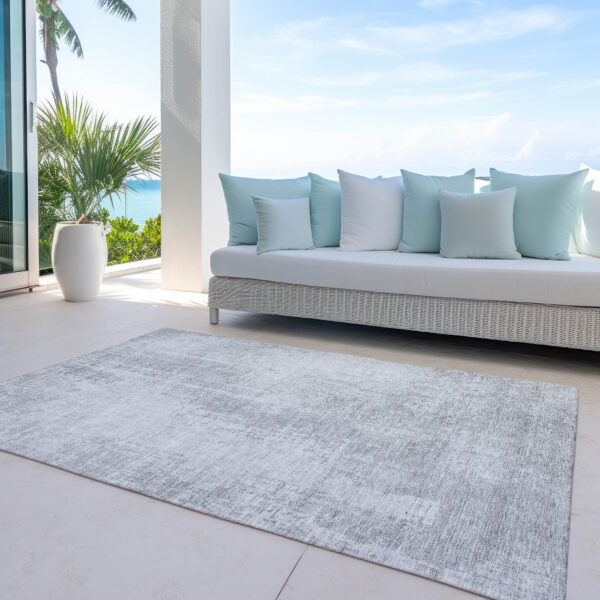 10' X 14' Silver And Gray Abstract Washable Indoor Outdoor Area Rug
