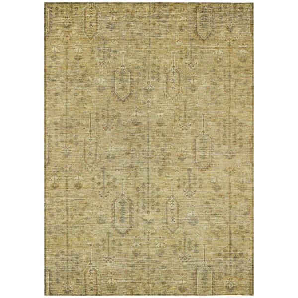 3' X 5' Gold And Taupe Southwestern Washable Indoor Outdoor Area Rug